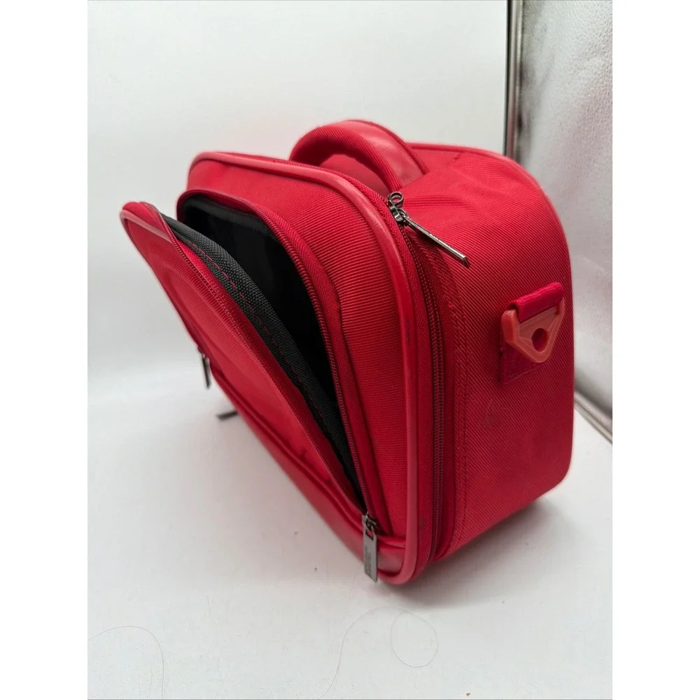 United Colors of Benetton Red Vanity Case Travel Cosmetic Bag Mirror Organizer
